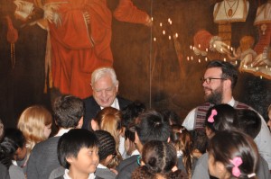 John Simpson CBE with the children from the Holy Trinity choir.